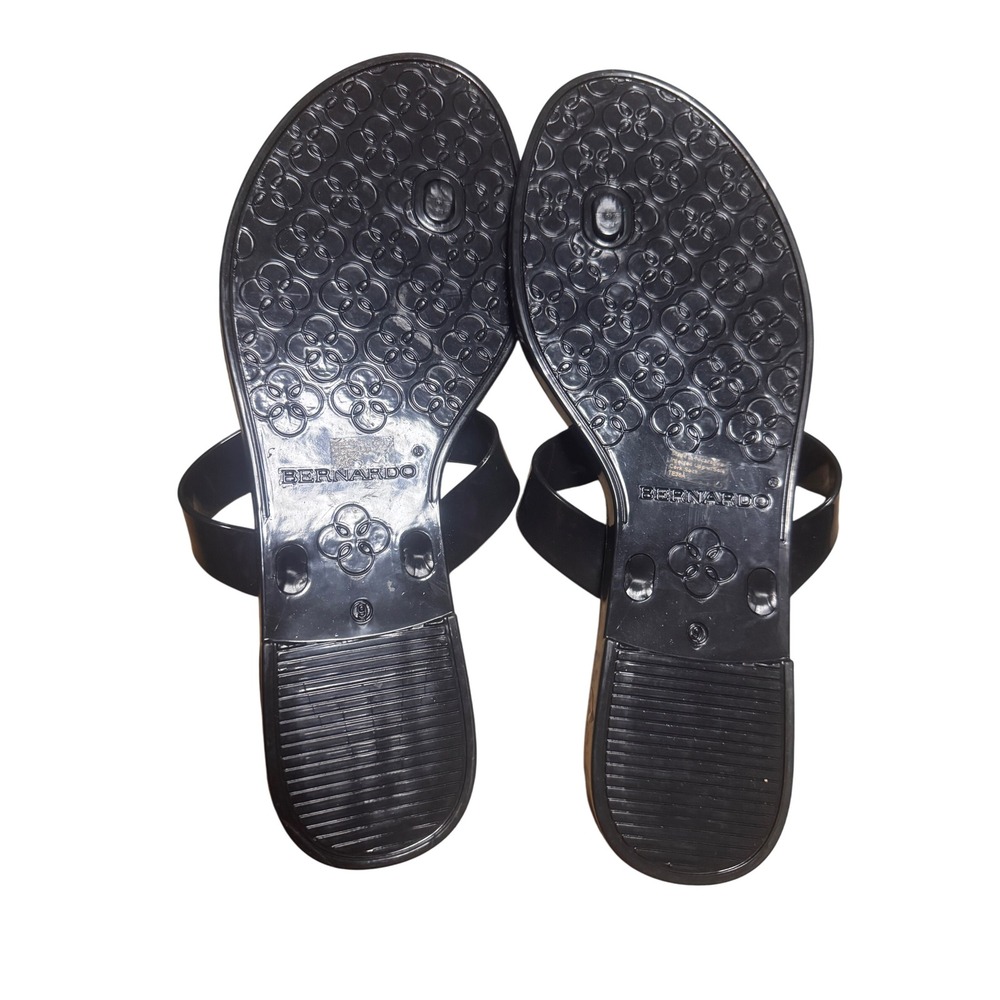 Bernardo Cork Sandals Black Ring Accents Thong Flip Flops Summer Shoes Size 9 - Picture 3 of 4